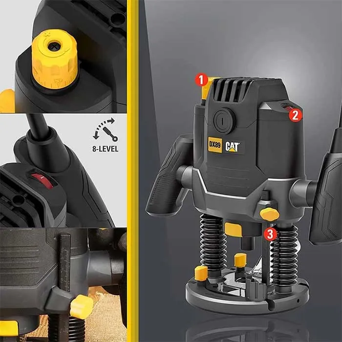 راوتر خشب كهربائي 2100 وات كات- CAT DX89 مقاس ٦ - ٨ - ١٢ ملي - الصورة 2