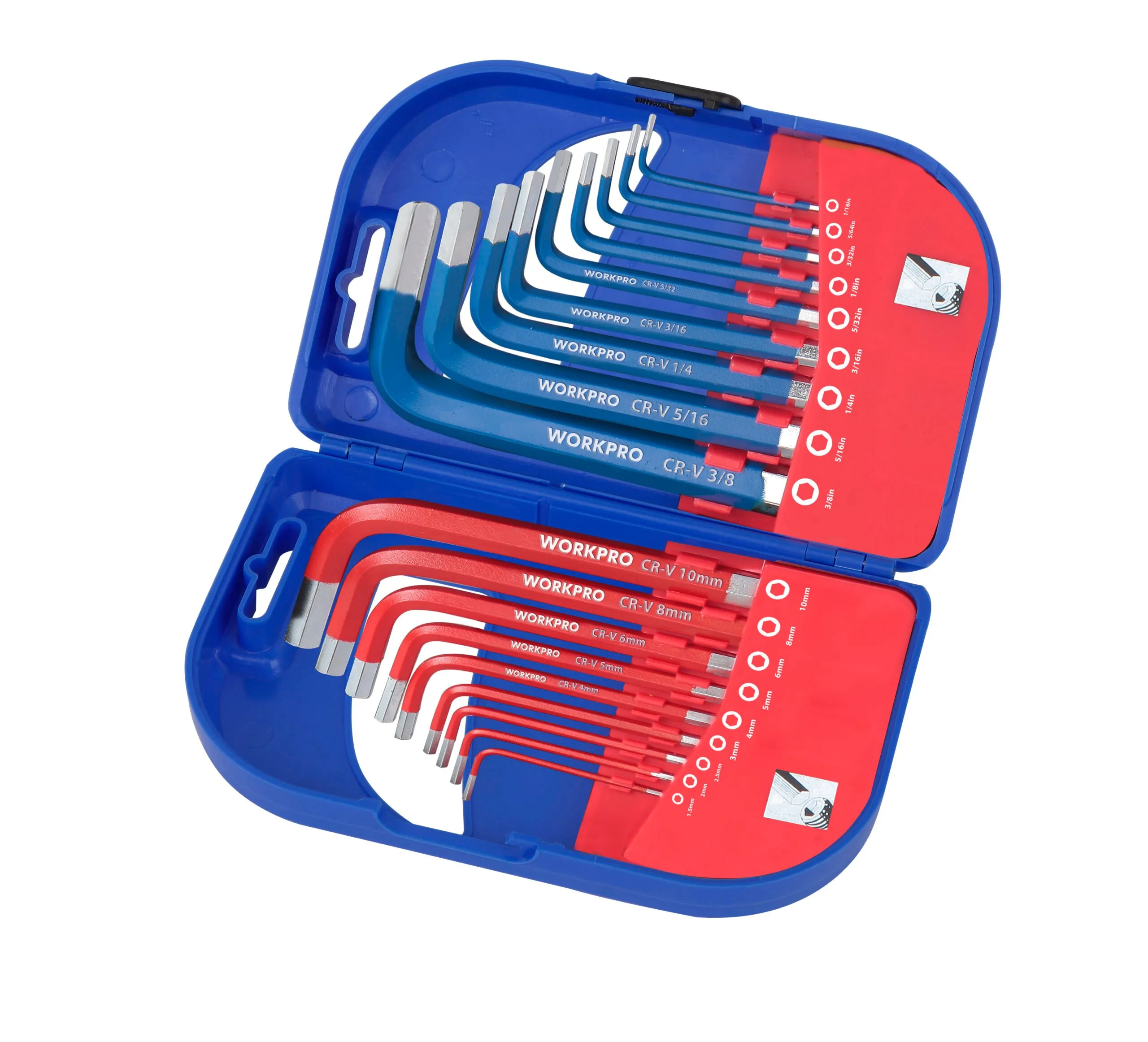 مجموعة مفاتيح الن سداسية ذراع قصير 18 قطعة من وورك برو - W022010