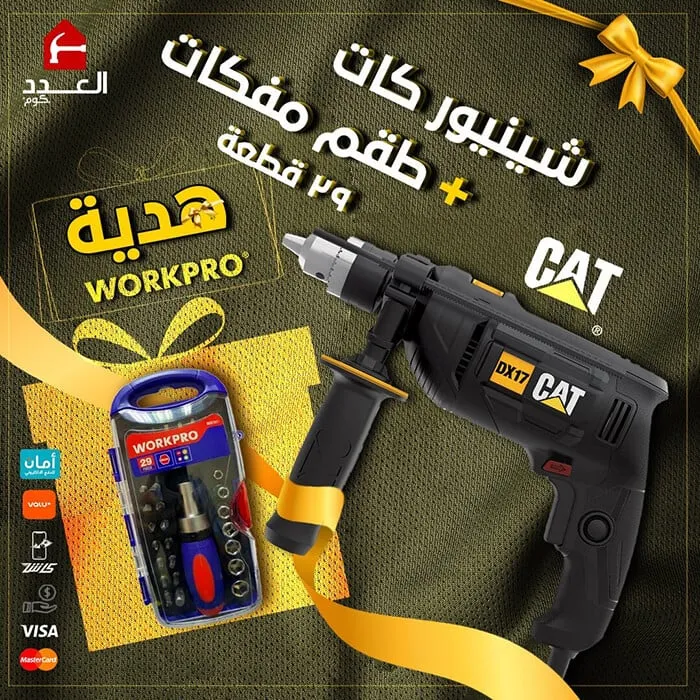 شنيور كات 750 وات DX17.1 + طقم مفك سنون ولقم 29 قطعة وورك برو هدية